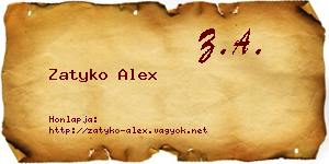 Zatyko Alex névjegykártya